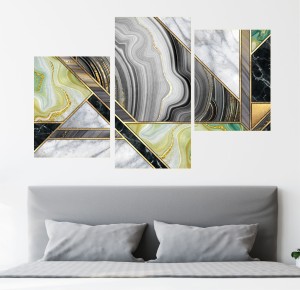 Obraz MARMUR ZŁOTO NOWOCZESNY TRYPTYK do sypialni 