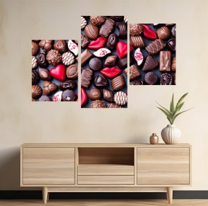 Obraz Tryptyk TRZYCZĘŚCIOWY pralinki czekolada