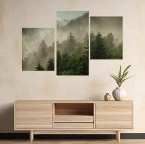 Obraz Góry Las Mgła NOWOCZESNY TRYPTYK DO SALONU