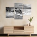 OBRAZ NA PŁÓTNIE VZARNO BIAŁY FALE NAD BAŁTYKIEM MORZE 