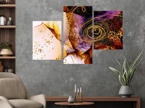 Obraz DO SALONU marmur kamień pozłacany 