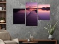 Obraz canvas DO SALONU POMOST JEZIORO fioletowy zachód 