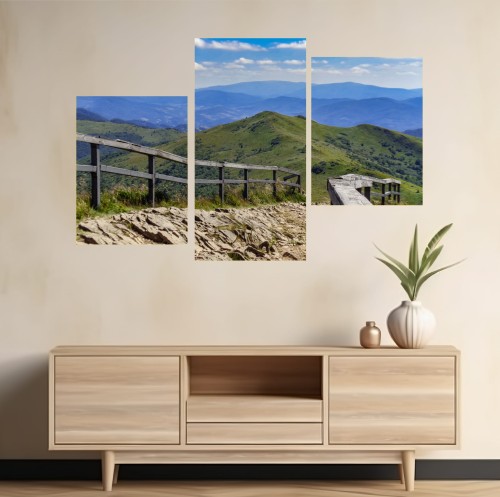 Obraz GÓRY BIESZCZADZKI KRAJOBRAZ tryptyk do salonu