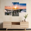 Obraz ZACHÓD SŁOŃCA NAD MORZEM tryptyk na ścianę do salonu 