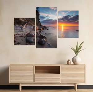 Obraz MORZE PLAŻA W GDYNI ZACHÓD SŁOŃCA