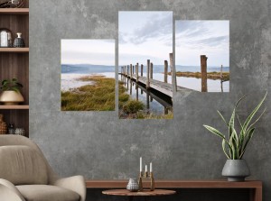 Obraz na płótnie DREWNIANY POMOST JEZIORO MGŁA 