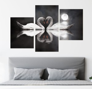 OBRAZ łabędzie serce zakochane łabędzie TRYPTYK NA ŚCIANĘ 