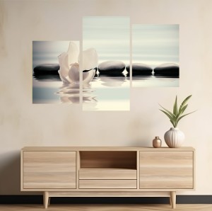 Obraz KWIAT KAMIENIE ZEN SPA tryptyk trzyczęściowy na płótnie 