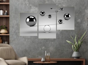 NOWOCZESNY OBRAZ 3D do salonu sypialni SREBRNE KULE