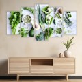 Obraz 5 częściowy DO KUCHNI WARZYWA ZIELONE CANVAS TRYPTYK 