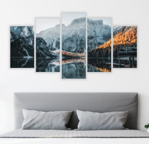 Tryptyk MOESKIE JEZIORO W GÓRACH obraz na płótnie do salonu 