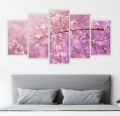 OBRAZ na ścianę DRZEWO KWIATY WIŚNI tryptyk 5 częściowy 