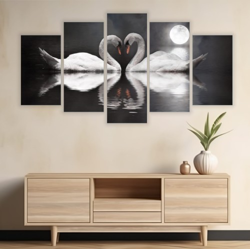 PIEKNY OBRAZ łabędzie serce miłość OBRAZ DO SYPIALNI SALONU 