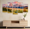 OBRAZ 5 CZĘŚCIOWY GÓRY ALPY DOLOMITY WIDOK canvas do salonu 