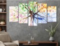 TRYPTYK NA PŁÓTNIE DRZEWO 3D CZTERY PORY ROKU 