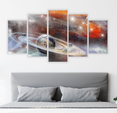 Tryptyk obraz 5 częściowy na płótnie KOSMOS GALAKTYKA GWIAZDY 