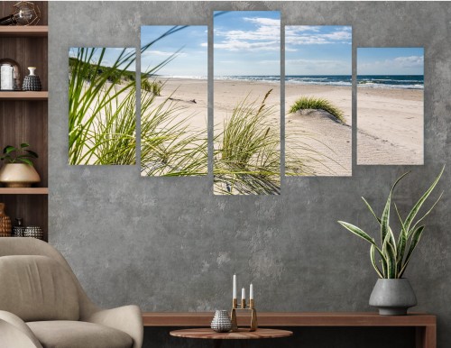 Tryptyk obraz 5 częściowy MORZE PLAŻA WYDMY NAD BAŁTYKIEM 