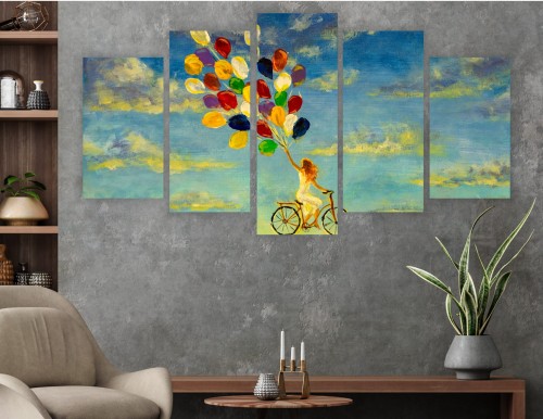 OBRAZ wieloczęściowy DZIEWCZYNA Z BALONAMI 