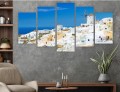 OBRAZ Greckie Miasteczko Santorini TRYPTYK 5-CZĘŚCI 