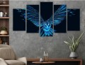 Obraz 5 części tryptyk NOWOCZESNA SOWA TURKUSOWA