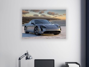 OBRAZ NA ŚCIANE SZARE METALICZNE PORSCHE TAYCAN