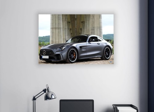 OBRAZ NA ŚCIANĘ CZARNY MATOWY MERCEDES-BENZ AMG GT R 