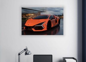 OBRAZ NA ŚCIANĘ ORANGE LAMBORGHINI REVUELTO AIRPORT ROAD