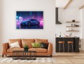 OBRAZ NA ŚCIANĘ NEON FUTURE CITY PORSCHE 911 GT3 RS
