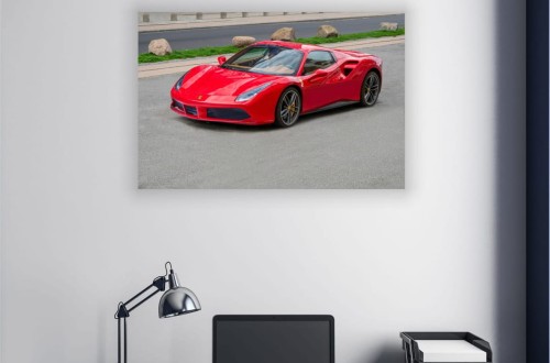 OBRAZ NA ŚCIANĘ RED SPORT FERRARI 488 GTR PRIVATE ROAD