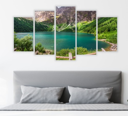 Obraz MORSKIE OKO JEZIORO TATRY GÓRY tryptyk na płótnie 