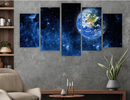 Obraz 5-części tryptyk ziemia kosmos gwiazdy galaktyka