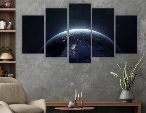 OBRAZ 5-części na płótnie do sypialni salonu KOSMOS ZIEMIA 