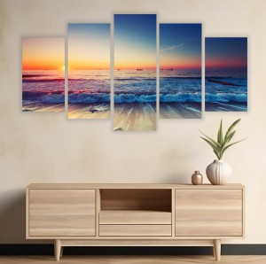 OBRAZ zachód słońca nad morzem TRYPTYK DO SALONU NA PŁÓTNIE 