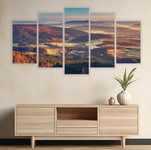 OBRAZ wieloczęściowy BESKIDY GÓRY WIDOK tryptyk do salonu 