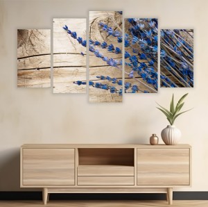 OBRAZ WIELOCZĘŚCIOWY DO SALONU CANVAS lawenda deski drewno 
