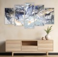 Obraz artystyczny 5 części tryptyk do sypialni niebieskie złote cekiny