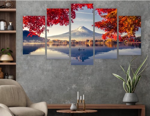 Obraz na płótnie tryptyk Piękny Krajobraz Góra Przyroda JAPONIA widok na górę 