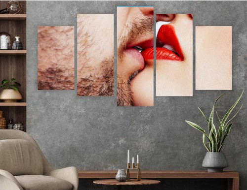 TRYPTYK WIELOCZĘŚCIOWY OBRAZ do sypialni POCAŁUNEK PARA ZAKOCHANI