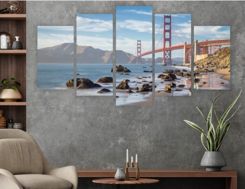 Obraz GOLDEN GATE MOST wieloczęściowy tryptyk na płótnie