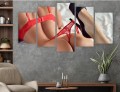 Obraz TRYPTYK 5 części do sypialni KOBIETA akt pośladki
