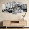 CZARNO BIAŁY TRYPTYK canvas do salonu KANAŁ WENECJA ITALIA