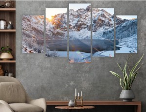 MORSKIE OKO ZIMĄ TARTRY GÓRY tryptyk na płótnie canvas 