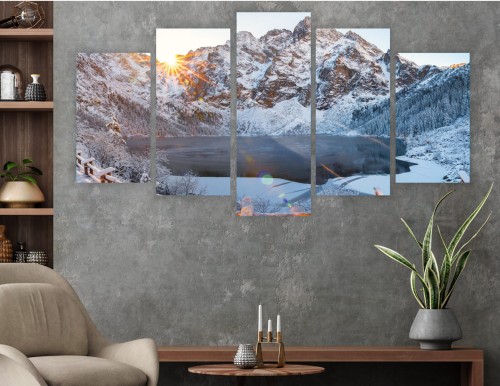 MORSKIE OKO ZIMĄ TARTRY GÓRY tryptyk na płótnie canvas 