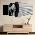 NOWOCZESNY TRYPTYK NA PŁÓTNIE kobieta akt czarno biały 