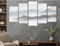 Obraz minimalistyczny tryptyk góry w mgle natura CZARNO BIAŁY 