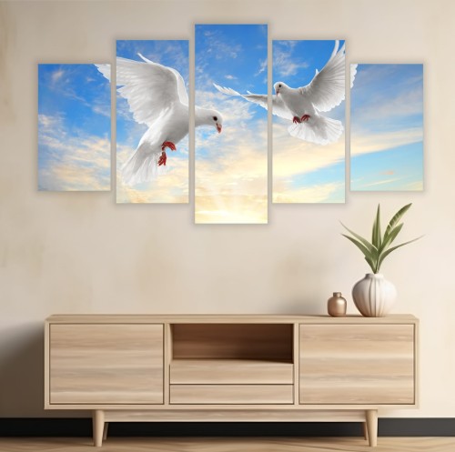 Obraz 5-części tryptyk DO SALONU GOŁĘBIE PTAKI 