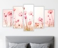 Obraz 5 części tryptyk do salonu PASTELOWE KWIATY ŁĄKA 
