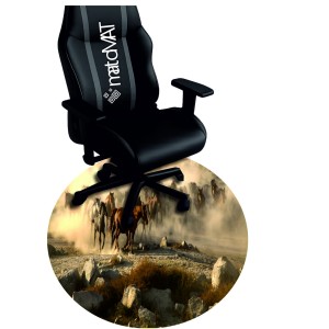 OKRĄGLA PODKŁADKA POD FOTEL OCHRONNA STADO KONI W GALOPIE