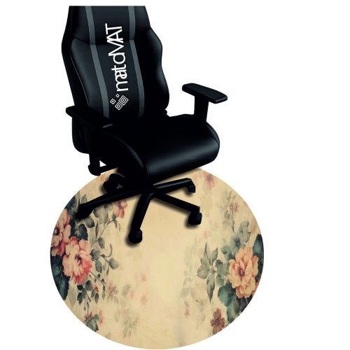 PODKŁADKA OCHRONNA POD FOTEL OKRĄGŁA WYBLAKŁE RETRO KWIATY