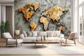 Fototapeta ścienna 3D mapa świata world beton nowoczesny wzór 